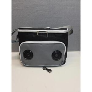 Bluetooth Speaker Cooler Tote Bag Soft Side Canvas Insulated Zip Black Gray NEW